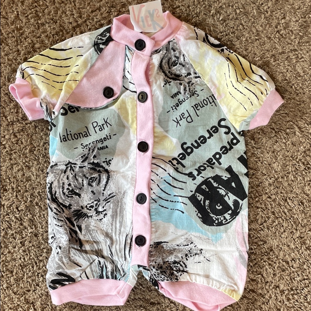 Vintage Pink and White Kids One Piece